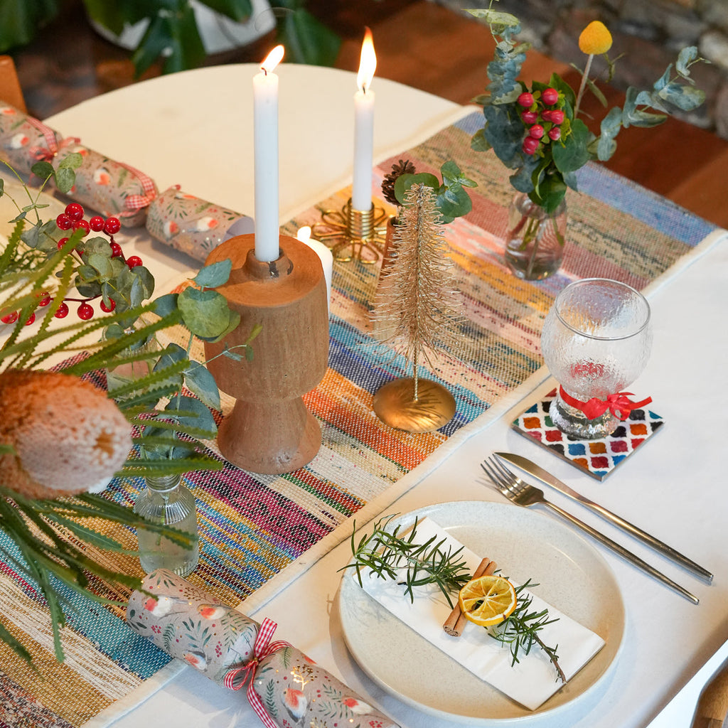 Chemin de table upcyclé issu du commerce équitable