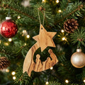 Décoration de Noël Étoile Filante en Bois d'Olivier