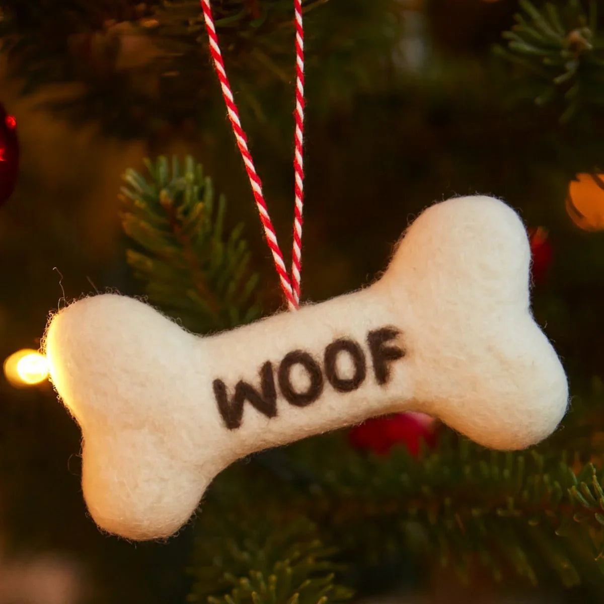 Os à croquer pour chien en feutre, ornement de Noël