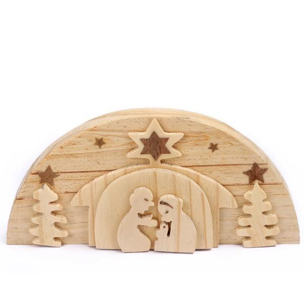 Crèche de Noël en bois de pin