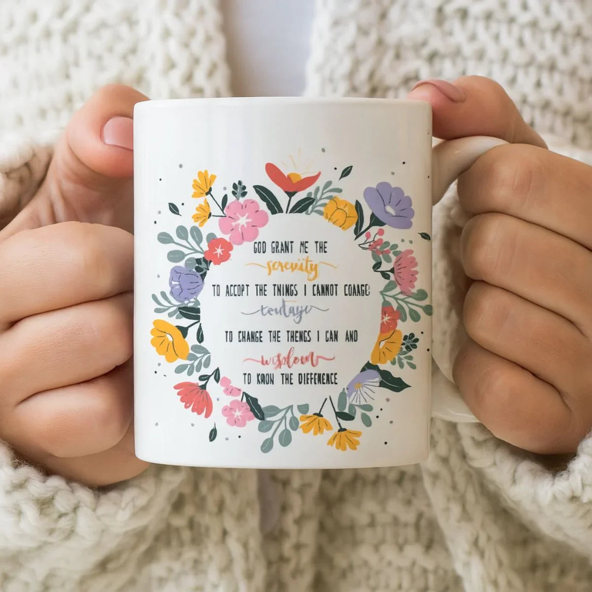 Tasse à café « Que Dieu me donne la sérénité »