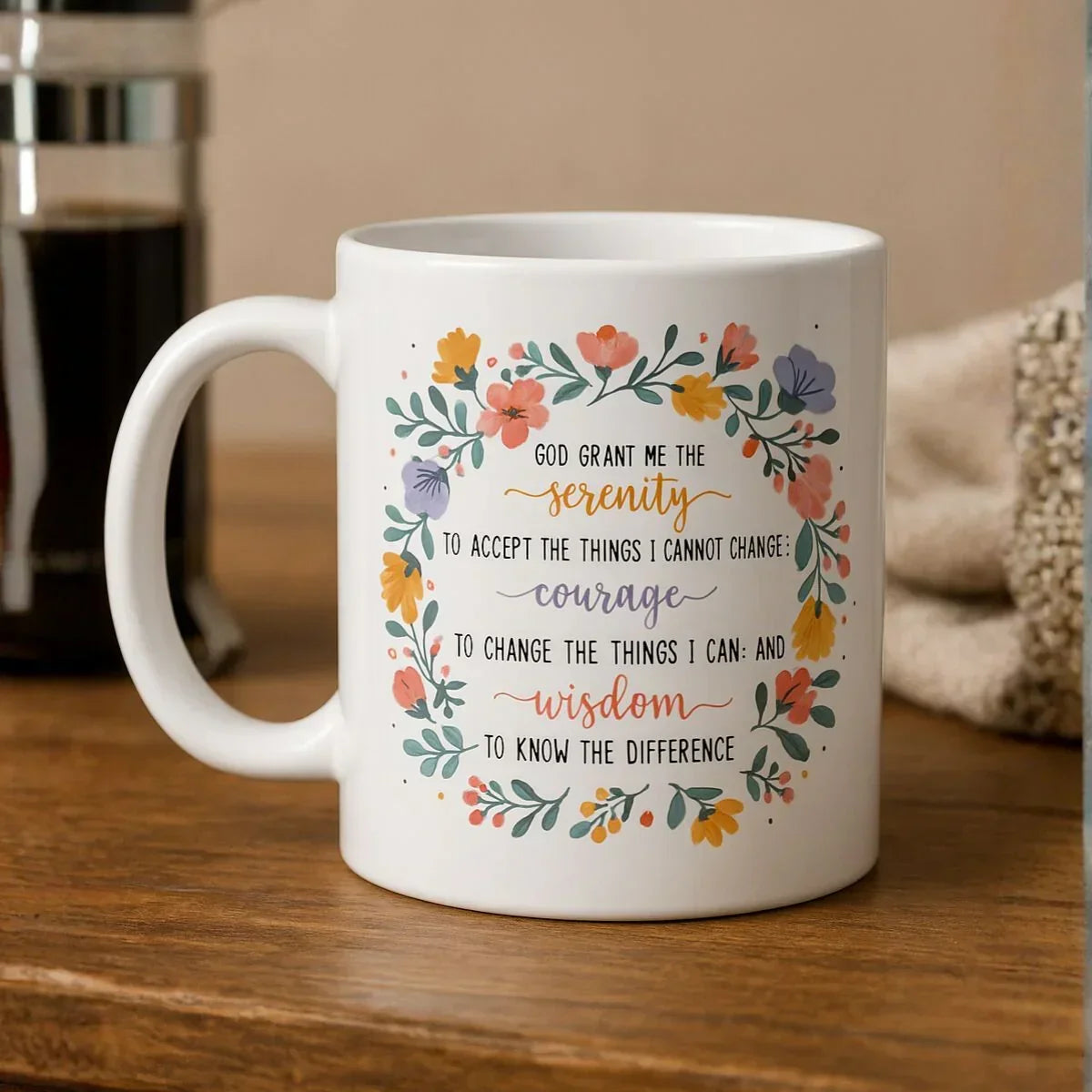 Tasse à café « Que Dieu me donne la sérénité »