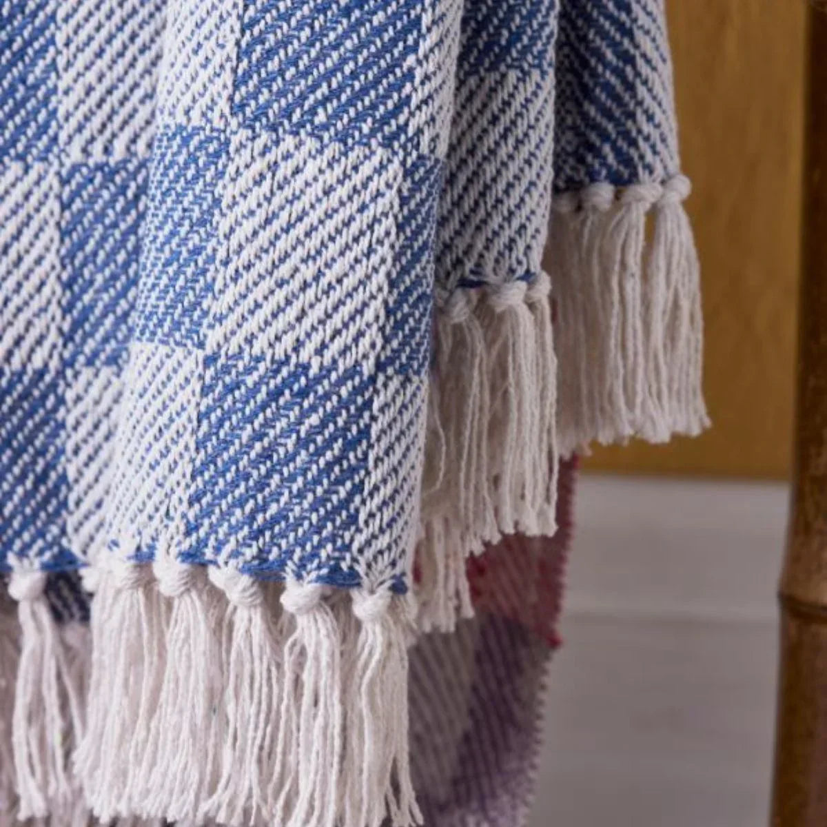Jeté en coton recyclé à carreaux