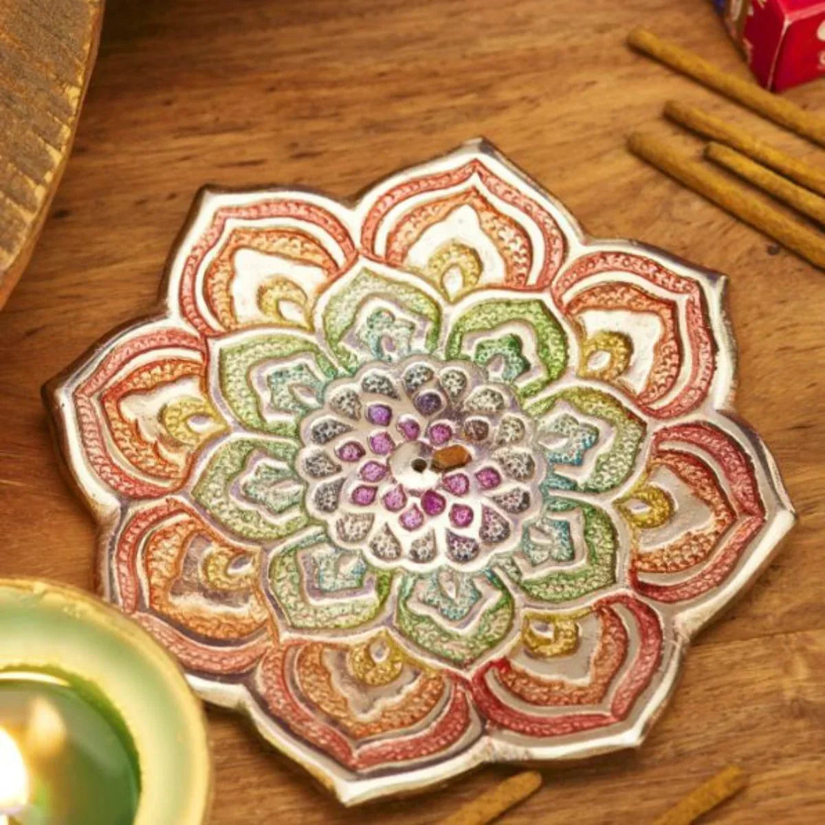 Porte-encens Mandala Arc-en-ciel