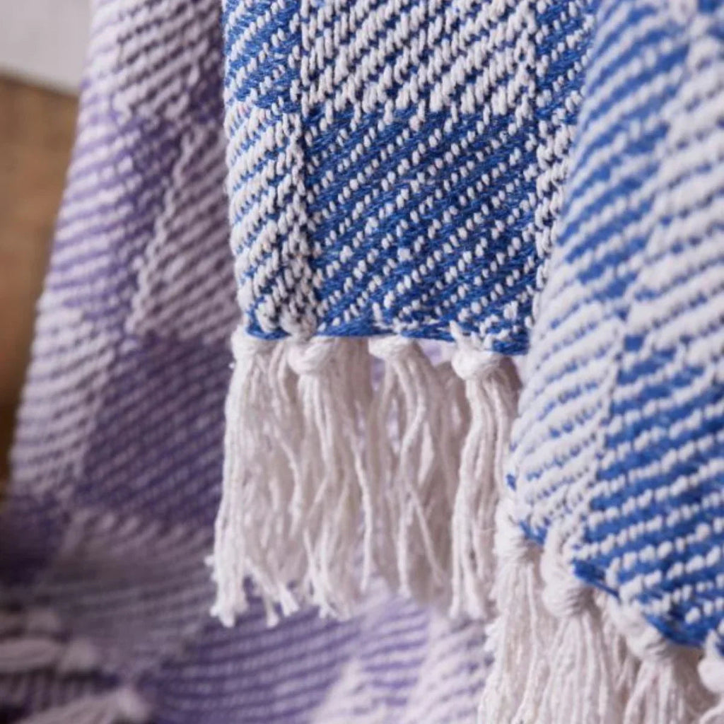 Jeté en coton recyclé à carreaux