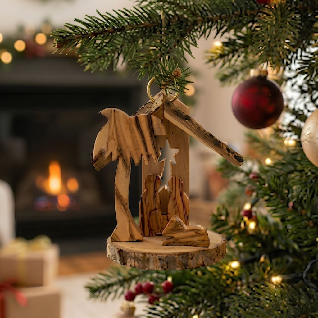 Décoration d'arbre en bois d'olivier