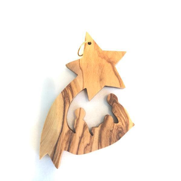 Décoration de Noël Étoile Filante en Bois d'Olivier